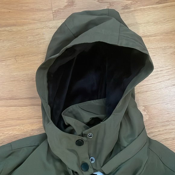 Avec les Filles BELTED MOTO TRENCH RAINCOAT dark green size XS - Picture 10 of 14